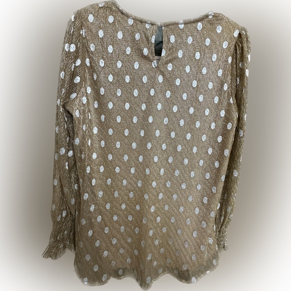 Gold / Silver Long Sleeve Blouse; Adrianna Papell; M - Picture 2 of 3